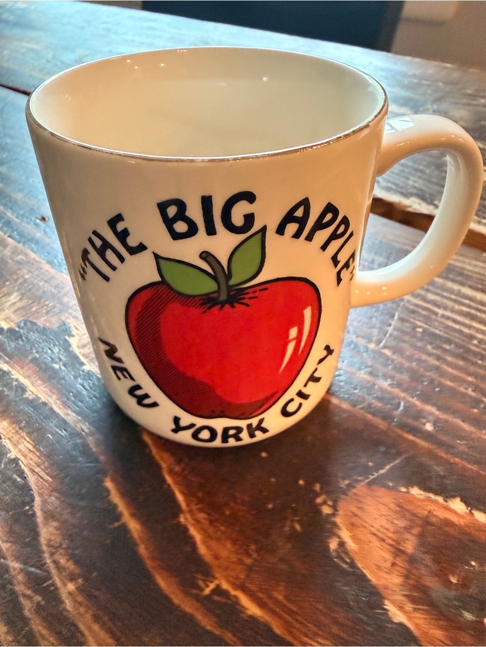 Vintage 70s White Mug with Red Apple - The Big Apple New York City